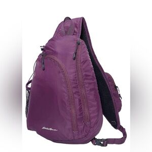 Eddie Bauer Ripstop Shoulder Sling Backpack Dark Plum